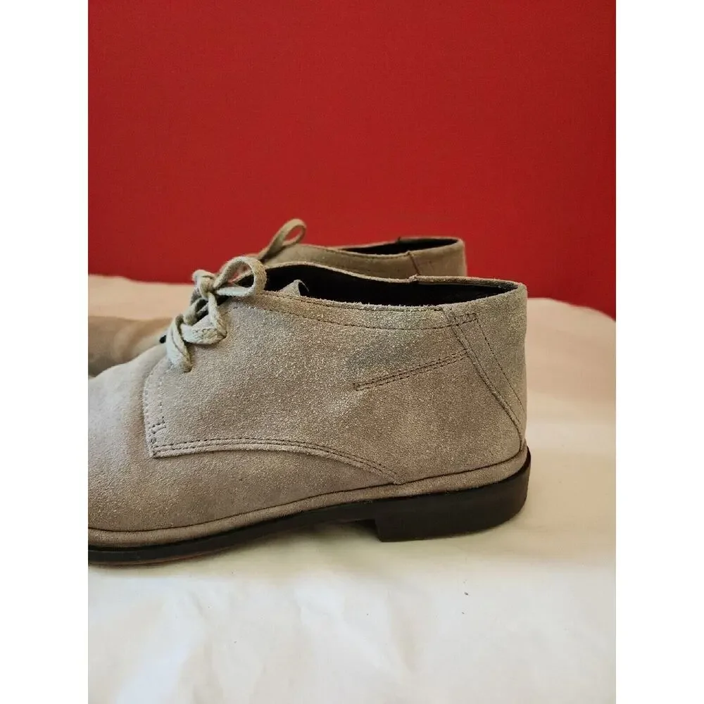 Men's John Varvatos USA Beige Leather Suede Lace Up Dress Ankle Chukka Boots 8 M